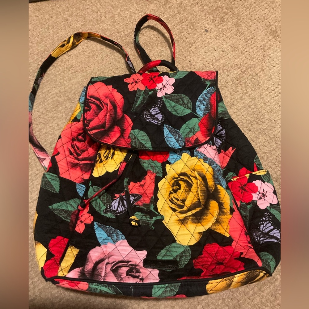 Vera Bradley Rose Havana Drawstring Backpack